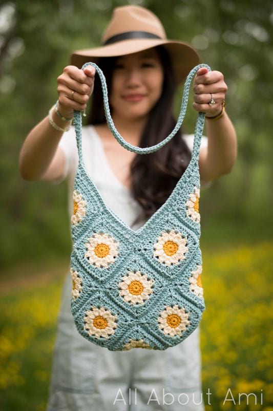 crochet bag pattern granny square daisy